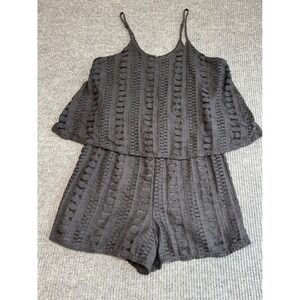 Mossimo Lace Romper Black Crochet‎ Cutout Adjustable Strap Women's Medium